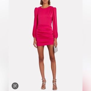 Intermix Jayda Ruched Crepe de Chine Mini Dress